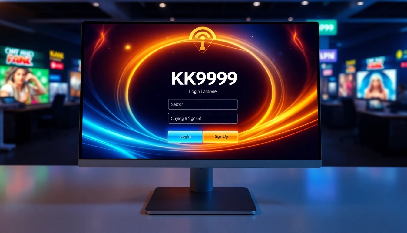 Secure ck999 login interface on a desktop screen with gaming elements, bright colors, and user-friendly design, emphasizing ease and safety for users.