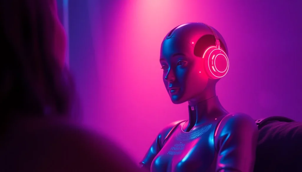 An intimate AI chat interface with a digital avatar.