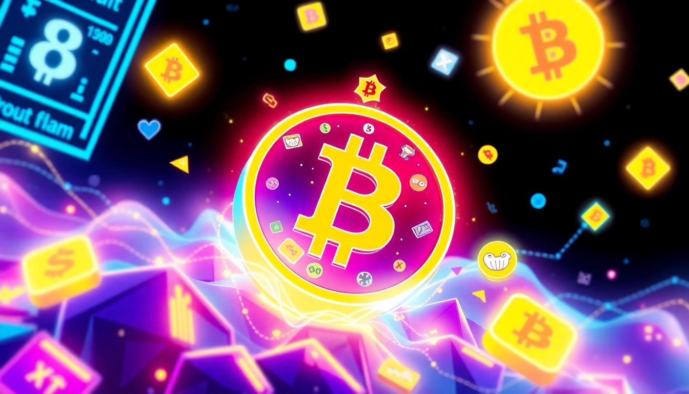 Engaging memecoin-themed graphic showcasing colorful meme icons and blockchain symbols for