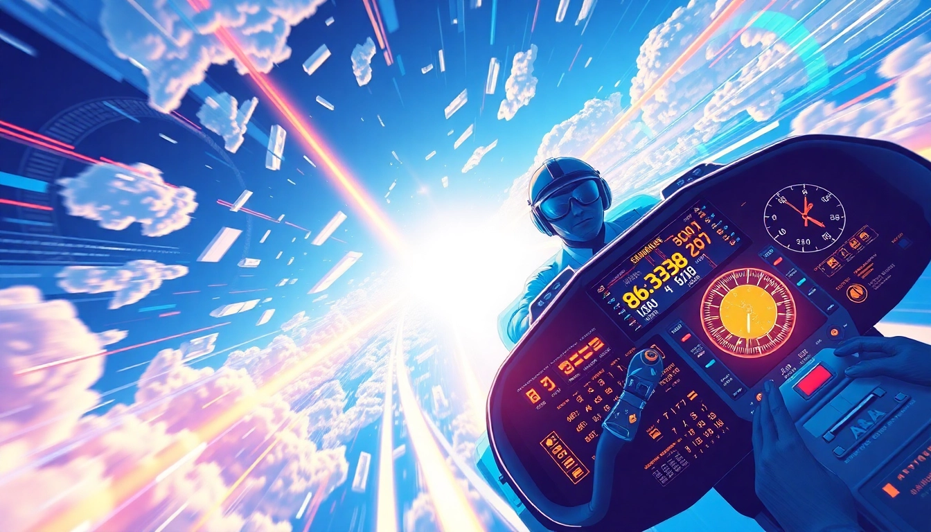 Engaging scene showcasing the Aviator Game with a pilot navigating through colorful, high-paced gameplay environment, emphasizing the thrill and strategic elements of the game.