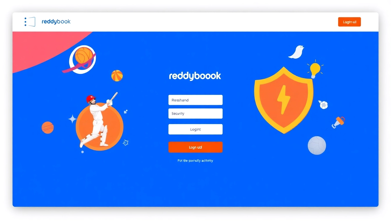 Reddybook Login interface showing a secure, user-friendly portal with sports-themed visuals and login fields, inviting users to access betting features easily.