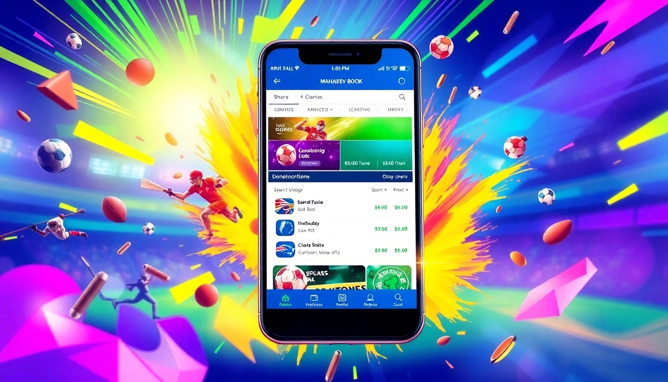 Mahadev book id login screen on smartphone showing sports betting options and live match