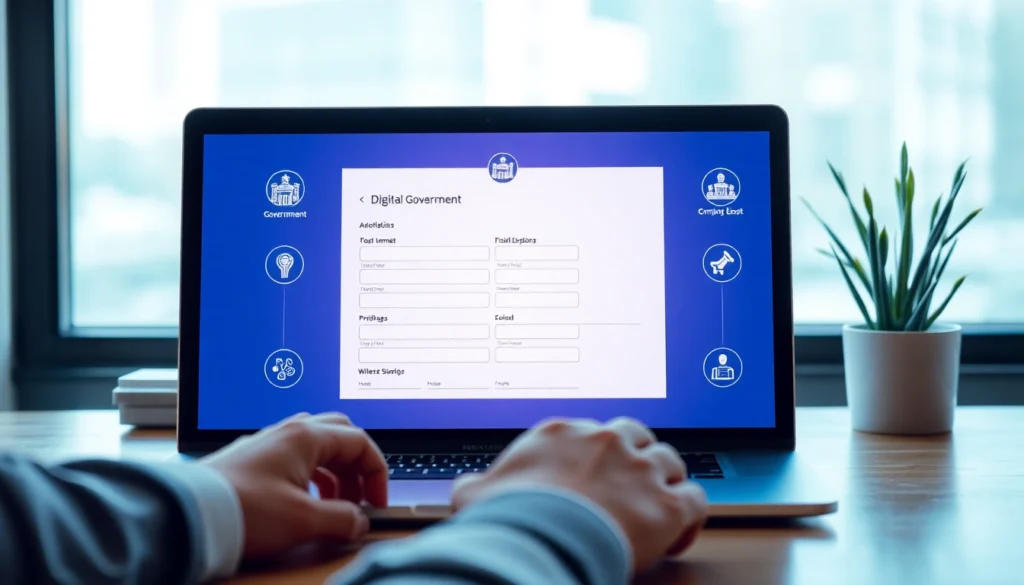 Instrumental image of an online form submission process in a government website for seamless