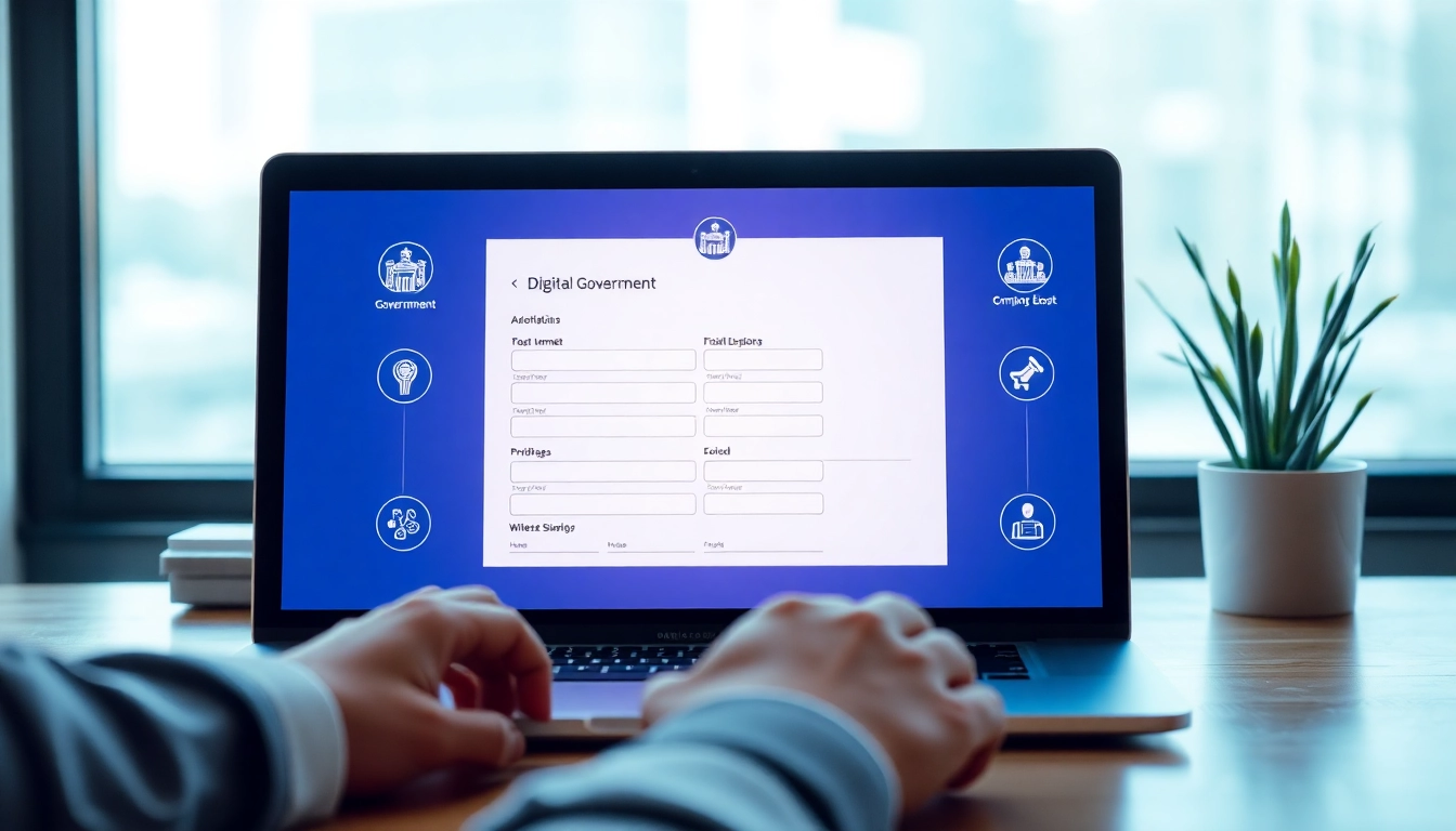 Instrumental image of an online form submission process in a government website for seamless