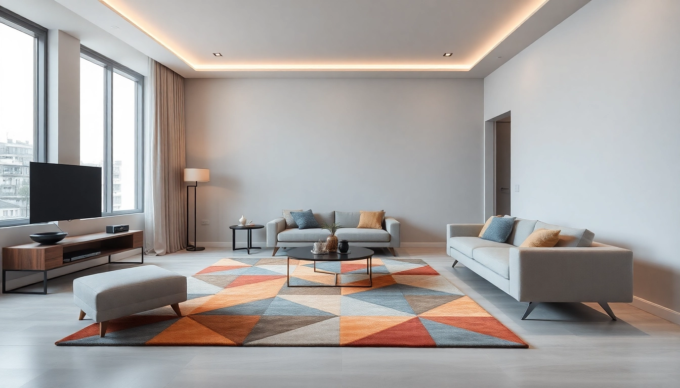 Stunning modern Milan living space featuring Tappeti moderni Milano enhancing sleek,