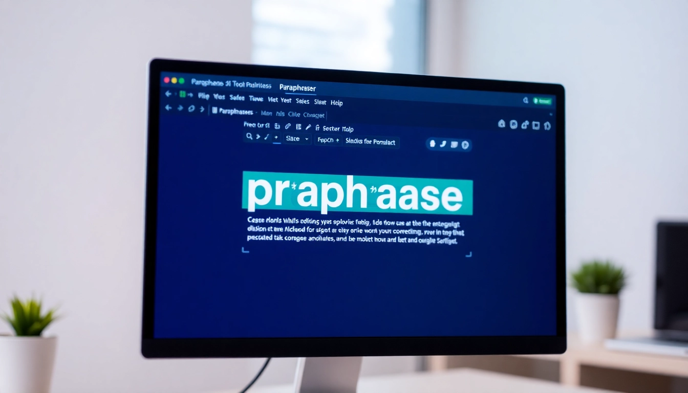 Paraphraser tool showing text transformation on a computer screen for content rewriting and