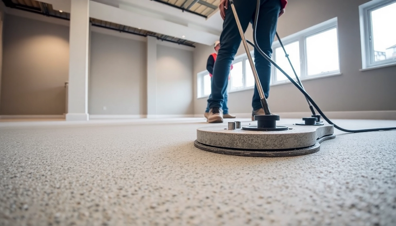 Skilled installers applying liquid screeding in Birmingham for fast, quality flooring with